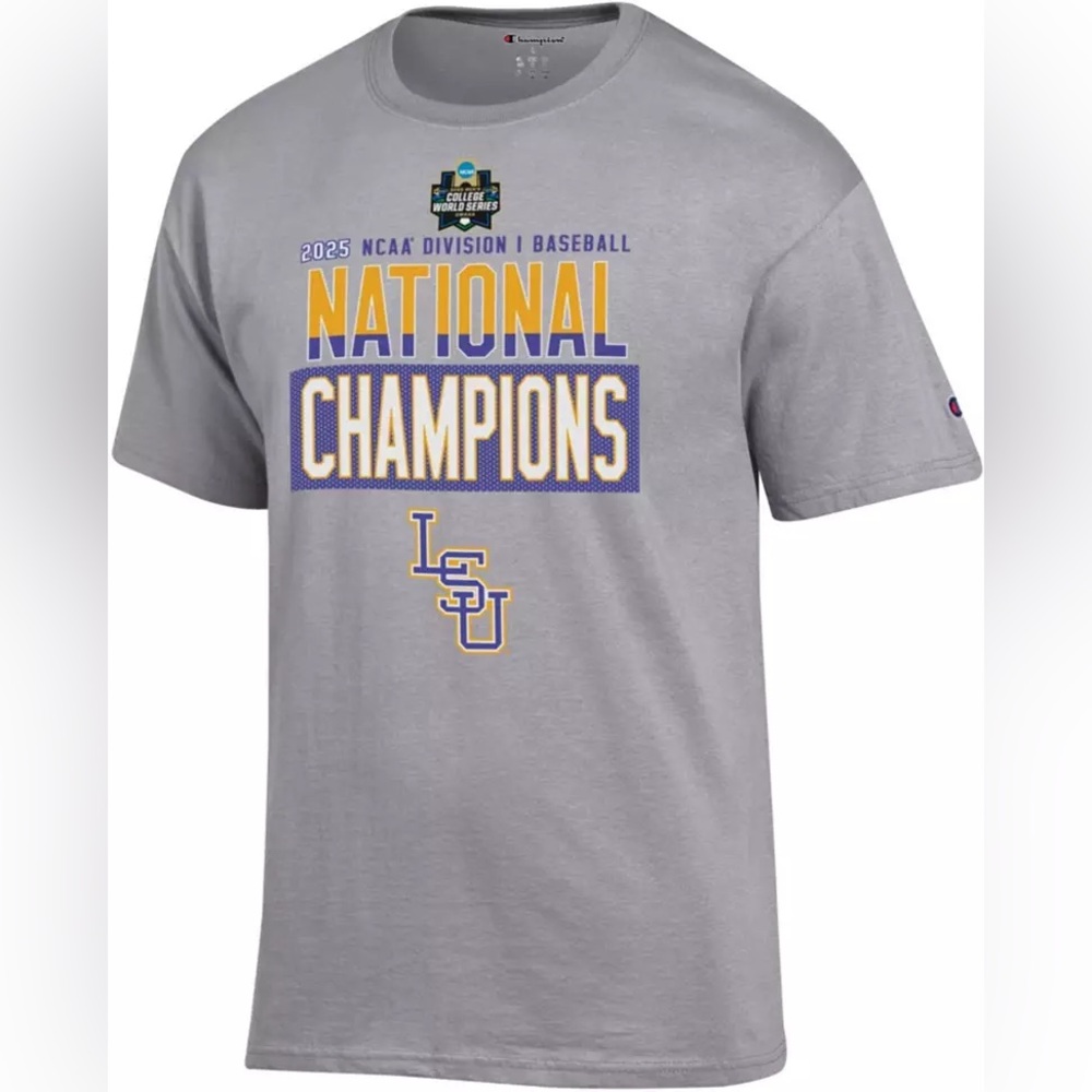 Champion Gray NCAA LSU National Champions T-Shirt in Size Large New With Tags
